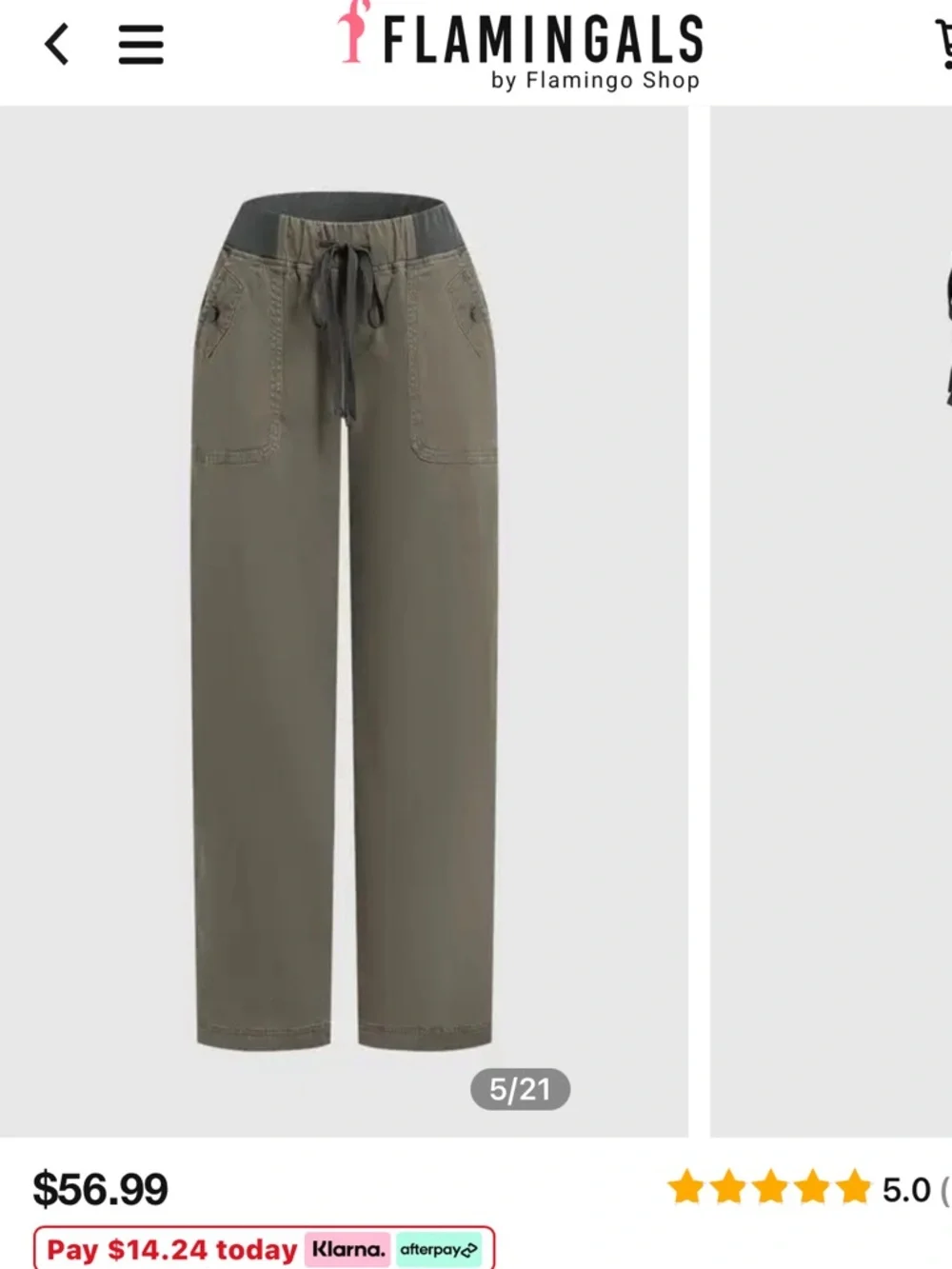 Flamingals Solid Seam Detail Drawstring Mid Rise Straight Leg Pants Size XS - Picture 3 of 11